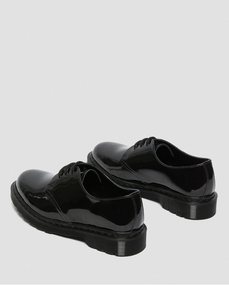 Women's Dr Martens 1461 Made in England Mono Patent Leather Oxfords Shoes Black | AU 355CTV